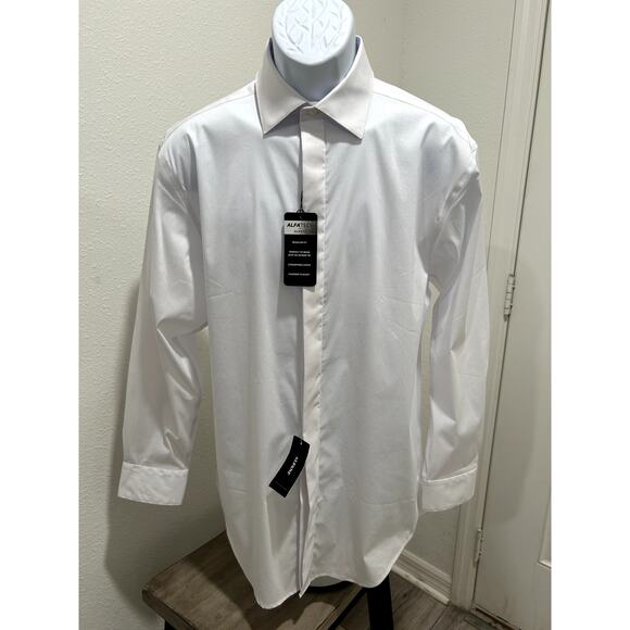 Alfani Mens Regular Fit Shirt White Neck 15-15.5 Sleeve 32/33 Convertible Cuffs - Picture 1 of 7